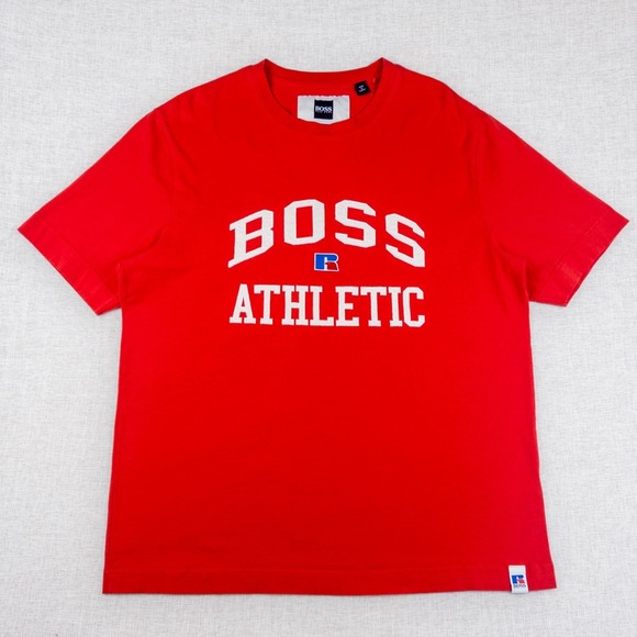 BOSS x Russell Athletic BOSS ATHLETIC Red Logo T-Shirt Mens XL - Picture 2 of 14